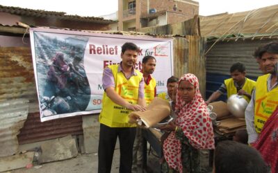 Relief Work for Fire Victims, Madanpur Khadar, Delhi