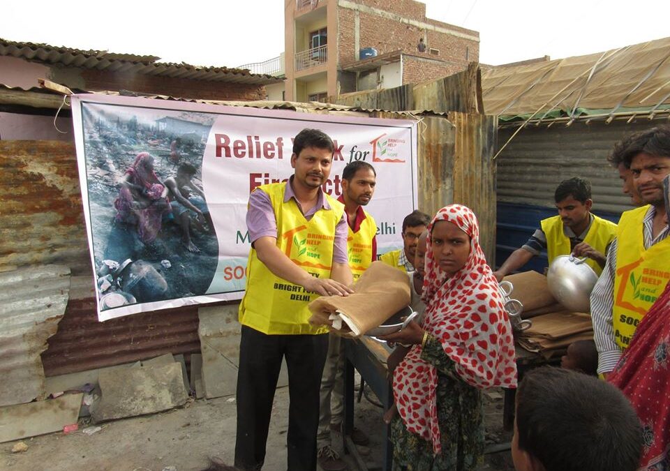 Relief Work for Fire Victims, Madanpur Khadar, Delhi