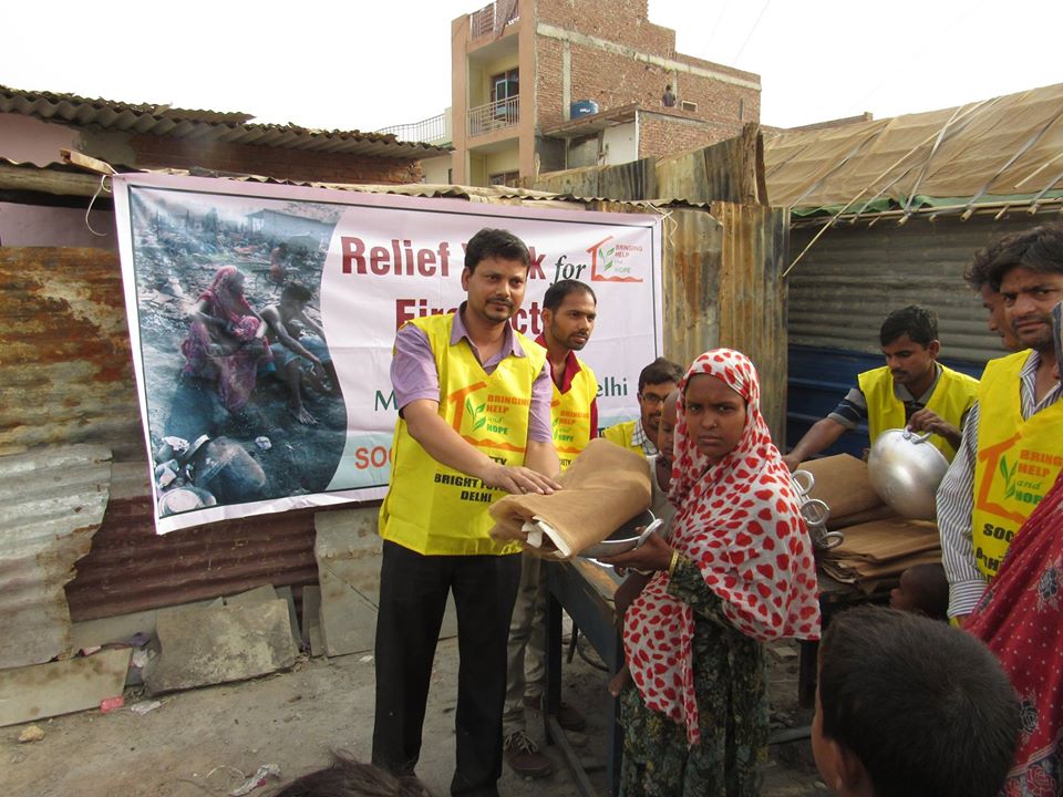 Relief Work for Fire Victims, Madanpur Khadar, Delhi