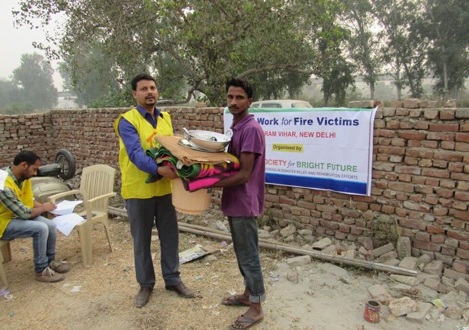 Relief Work for Fire Victims, Shram Vihar, Delhi