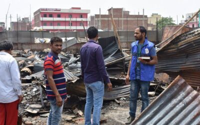 Survey Work after Fire at Madanpur Khadar, Delhi