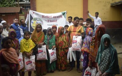On the day of EID SBF Volunteer reached door to door and camps of flood effected area of Barak Valley, Assam