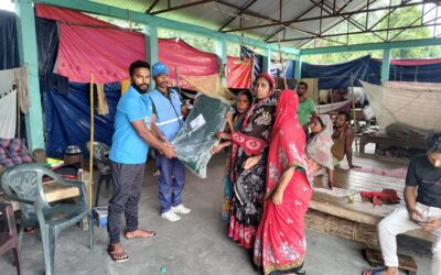 SBF distributed Tarpaulin among the flood-affected families of Madarpur in Chirang district.