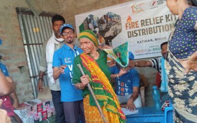 A team of five SBF volunteers from the Society for Bright Future Katihar reached Baldiya Bari Manihari village of Katihar district, devastated by a massive fire, on April 25, 2024, and took stock of the situation.