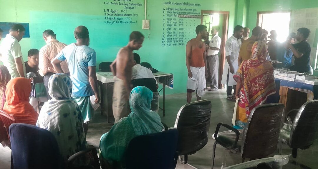 On June 26, 2024, the Society for Bright Future organized a free eye checkup camp in Bagmari Gram Panchayat of Bilaspara (Dhubri District, Assam North).