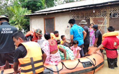 On June 01, 2024,at SBF, volunteers and SDRF rescued 211 members of 62 families and 39 more cows and goats and shifted them to the relief camp.