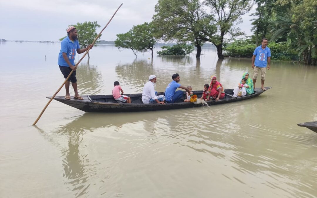 On July 4, 2024, the houses of 250 families in Char Motirchar, Kaimvhani, Pokamari Gaon, and Motirchar areas (Dhubri) were flooded due to the rising water level of the Bahmaput River.