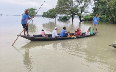 On July 4, 2024, the houses of 250 families in Char Motirchar, Kaimvhani, Pokamari Gaon, and Motirchar areas (Dhubri) were flooded due to the rising water level of the Bahmaput River.
