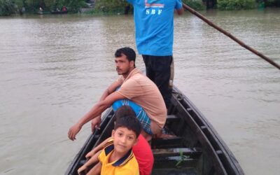 On July 5, 2024, the SBF Dhubri team visited houses of 200 families in Dhubri Shilghagri pt. 1, Howrarpar, which were flooded due to the rising water level of the Bahmaput river.