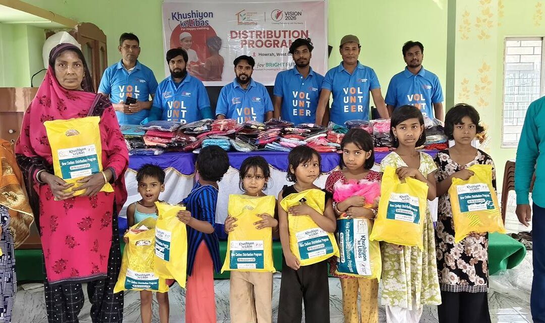 Society for Bright Future (SBF) organized a clothes distribution drive in Howrah, West Bengal, supporting 50+ underprivileged families with new clothes so they can celebrate Eid with dignity and joy.